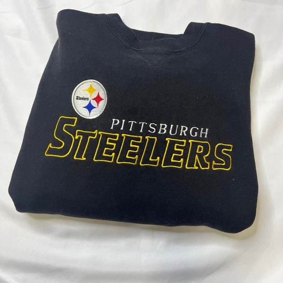 Vintage Black Puma Pittsburgh Steelers Crewneck Sweatshirt Size Large - Picture 3 of 4